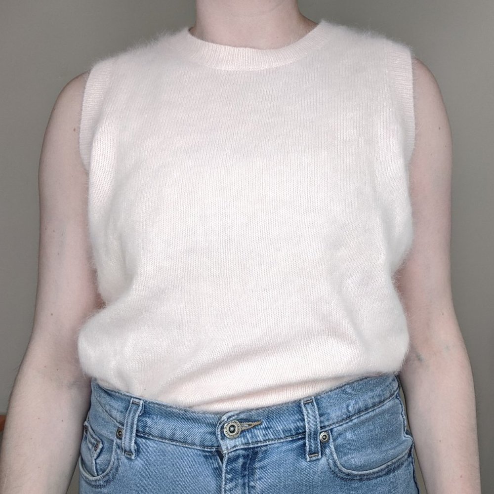 Vintage Pink Rabbit Fur Angora Fuzzy Sweater Vest
